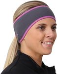 TrailHeads Women’s Ponytail Headband | Fleece Earband | Winter Running Headband - Charcoal/Purple