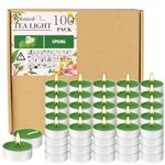 100 Pack Scented Tealight Candles 4 Hours, Spring Aromatherapy Candles for Votive Home, Wedding Holiday and Emergency (Dark Green)