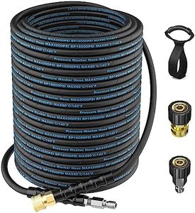 100 Ft Pressure Washer Hose, Power Washer Hose Attachment with 3/8'' Quick Connector, High Tensile Wire Braided Hose for Cold & Hot Water 4200PSI Kink Resistant Car Wash Hose with M22-14mm Adapter Kit