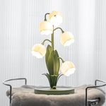 WERFOP Vintage Flower Table Lamp for Home, 5 Lily of The Valley Bedside Lamps 3 Color Modes Nightstand Lamp with G4 Led Bulbs for Bedroom, Living Room, Office