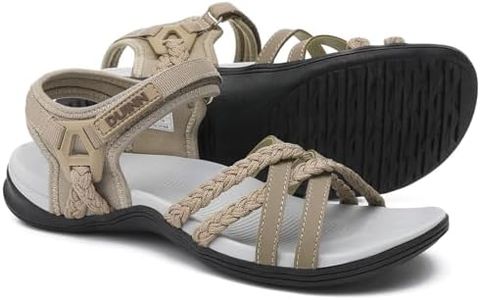 UBFEN Womens Hiking Sandal Sport Sandal Straps with Adjustable Hooks Arch Support Beach Vacation Outdoor Adventure Casual Size 7 Apricot