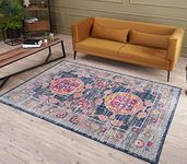 THE RUGS AREA RUG LIVING ROOM BEDROOM LARGE SMALL VINTAGE SOFT SHORT PILE BORDERED CLASSIC ORIENTAL DESIGN TRADITIONAL AZTEC CARPET - SMALL 80X150 CM, MULTICOLOURED