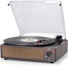 Vintage Record Player with Speakers Turntable for Vinyl Records Belt-Driven Turn Table 3-Speed Full Size Wireless Playback Headphone AUX-in RCA Line LP Vinyls Players Auto Stop Wood Red
