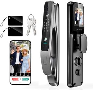 YINTIN 3D Face Recognition Smart Lock with Camera & Handle, Palm Vein Keyless Entry, Video Doorbell, 8-in-1 Unlock, Mortise Lock, 4" HD Screen, Tuya App, 2-Way Talk, IP67, Door Lock for Front Door.