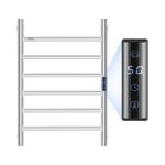 VEVOR 6 Bars Towel Warmer Rack, Wall Mounted Heated Towel Rack for Bathroom, IPX5 Waterpoof Towel Heater Rack with Timer & LED Display Screen, 5 Levels Adjustable Temperature Towel Heater, Silver