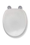 Croydex Flexi-Fix White Quartz Toilet Seat, Flexi-Fix Always Fits Never Slips Technology, Fits 110-200mm, Rust & Stain Free Chrome Hinge Covers, All Fittings Included No Tools Required 44.5x38x6cm