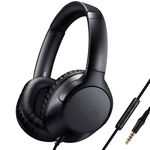 noot products A319 Over Ear Wired Headphones with Volume Control, Microphone, Adjustable Headband and 3.5mm Audio Jack for School Home Work Computer Chromebook (Black)