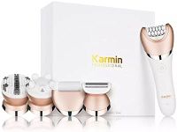 Karmin 5 in1 Wet Dry Epilator for Women Hair Removal, Cordless Electric Shaver, Trimmer, Facial, Body, Arm, Leg Hair Remover, USB Rechargeable, Waterproof, Shave, Exfoliate, Smooth, Buff, Massage