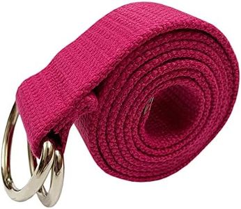 Oneyijun Braided Canvas Belt Women Men Boy Girl with Double Silver Metal D-Ring Buckle Casual Unisex 113 CM Rose