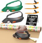 Perfycut 2 Pack Wrapping Paper Cutter with 3 Replaceable Blade Sets for Gift Wrapping Paper Roll Cutter and Christmas Wrapping Paper