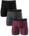 INTO THE AM Men's Modal Boxer Briefs 3 Pack - Ultra-Soft Compression Athletic Stretchy Sports Underwear Shorts (Black/Charcoal/Maroon, 3X)