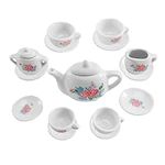 koolbitz 23 Pieces Kids Ceramic Play Tea Set, Role Play Tea Pot Saucers Cups, Pretend Play Kids Toy Kitchen Tea Party Playset, Washable Dishes, Safe Material, for Your Toddlers and Little Girls