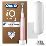 Oral-B iO 3 Blush Pink Ultimate Clean Electric Toothbrush, 1 Refill Holder, 1 Charger Pouch, 1 Travel Case, Designed by Braun