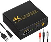 4K 60Hz HDMI Audio Extractor Splitter HDMI Sound Splitter Converter Digital HDMI Optical Toslink/SPDIF + Analog 3.5mm Stereo Enjoy Lossless Sound On Soundbar Speaker