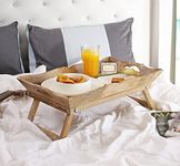 DDS Dream Decor Shoppee Breakfast Bed Tray with Folding Legs Bed Table Tray Wooden Portable Lap Desk Wooden Serving Dinner Tea TV Tray