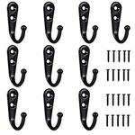 10 PCS Individual Vintage Antique Coat Hooks Wall Mounted Decorative Clothes Hat Hooks Single Robe Hooks Screw in Door Hooks for Kitchen Bedroom Wall Bathroom Garage Hanging with Screws