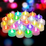 Yakpo 24 PCS Slowly Color Changing Tea Lights Battery Operated, Flameless Flickering Electric Colored TeaLights, LED Colorful Flicker Votive Candles Bulk for Christmas Party Halloween Home Decorations