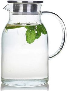 Karafu Glass Pitcher with Lid, 68Oz Heat Resistant Water Jug for Hot/Cold Water, Ice Tea and Juice Beverage Clear