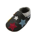 Mejale Soft Sole Leather Baby Crib Shoes Infant Toddler Prewalkers（Colorful Stars, 0-6 Months）