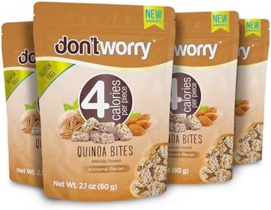 Don't Worry Chocolate Quinoa Bites - Low Calorie Snacks, Only 4 Calories per Piece, Healthy Chocolate Granola Mini Bars, Low Carb Quinoa Crisps, Gluten Free Protein Snack - (Almond Pecan, 6 Pack)
