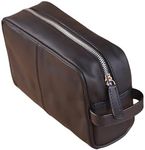 bark&bison Leather Travel Toiletry Bag - Handcrafted from Finest Full Grain Cowhide Leather, Spacious Compartment for Travel Accessories, Great for Home or Travel Use (Classic, Black)