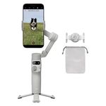 DJI Osmo Mobile 7 Gimbal Stabilizer for iPhone, Android, Built-in Tripod, Ultra-Light, 3-Axis Phone Gimbal,Activetrack 7.0,One-Tap Edit,Phone Charging Vlogging Stabilizer YouTube Video, White