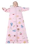 Chilsuessy Baby Sleeping Bag 2.5 Tog Winter Sleeping Sack Wearable Blanket for Kids, Adjustable Length, Removable Sleeves, Toddler Sleeping Bag for Boys Girls, 2.5 Tog/Cherry Bear, 150cm/6-9 Years