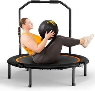 Zupapa 48in Foldable Rebounder, 550LBS Fitness Trampoline with Durable Bungees, Adjustable Handle, Stable & Quiet Exercise Rebounder for Adults, Great Exercise Trampoline for Home/Gym Workout