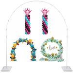 Decojoy Balloon Arch Kit, 7.5ft Large Round Backdrop Frame, Adjustable Half Circle Arch, 2 set Reusable Metal Ballon Column Stand with Base 3IN1 for Birthday, Wedding, Graduation, Baby Shower Party