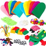 WATINC 12Pcs Animal Hand Puppets Making Kit for Kids Toddlers DIY Art Craft Party Supplies Children Role Play Toys Felt Glove Puppets Show, Pipe Cleaners Colorful Pompoms, Googl Eyes, DIY Felt Decors