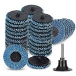 SUNJOYCO 40PCS 2 Inch Flap Disc Set with 1/4 Shank Disc Holder, Roll Lock Quick Change Sanding Discs for Die Grinder, 40/60/80/120 Grits