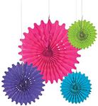 Bright Assorted Tissue Fans - Party Decor - Hanging Decor - Tissue - 12 Pieces