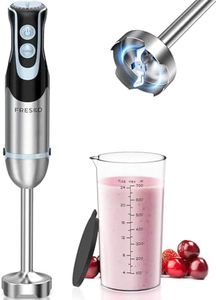 FRESKO Stabmixer, 1000W Edelstahl pürierstab mit 12 Geschwindigkeitsstufen, TURBO-Taste, 700ml Becher mit Deckel für die Zubereitung von Soße, Babynahrung und Suppe