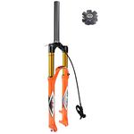 aiNPCde 26 27.5 29 Bike Forks MTB Air Suspension Fork Orange, Rebound Adjust Straight/Tapered Tube Manual/Remote Lockout Ultralight XC Mountain Bike Front Forks