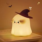 Cute Night Light for Kids, Halloween Ghost Lamp Magician Silicone Nightlight Rechargeable Night Lamp 3 Level Dimmable Nursery Night Light Funny Room Decor Holidays Gifts for Children Toddler Baby