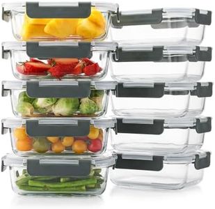 Cuiselect 10 Pack 22 Oz Glass Meal Prep Containers with Lids, Reusable Glass Food Storage Containers with Lids, Leak Proof, Microwave, Oven, Freezer and Dishwasher Safe (Gray)