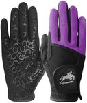 FINGER TEN Womens Horse Riding Gloves Premium Equestrian Horseback Gloves for Ladies, Mesh Breathable Lightweight Comfortable Grip Summer Color Pack (Violet, Large)