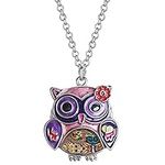 NEWEI Cute Enamel Owl Necklace Pend