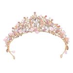 Girls Crystal Tiara Princess Costume Crown Headband Bridal Wedding Flower Girl Carnival Headdress Fancy Dress Hair Accessories Birthday Cake Topper Dress Up Cosplay Gift for 2-12 Years Kids Communion