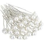 H&S 40 Wedding Pearl Hair Pins Bridal Flower Crystal Hair Pins Clips for Women