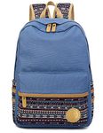 Leaper Casual Style Lightweight Canvas Laptop Bag Cute Backpacks Shoulder Bag School Backpack Travel Bag Light Blue