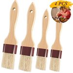 Pastry Brush for Baking Basting Brush with Boar Bristles and Beech Hardwood Handles Culinary Oil Brush for Barbecue Butter Grill BBQ Sauce Baster Marinade Kitchen Food Cooking Brushes (1 inch & 1.5 inch - 4PCS)