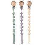 3Pack Silicone Pacifier Clips - One-Piece Soother clips for Baby Boys and Girls - Flexible and Rust-Free Baby Essentials, Safe for Newborns