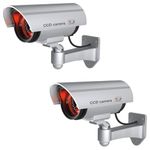 AARKRI SALES Dummy CCTV Camera with Flashing Red LED Light – Realistic Bullet Design for Indoor & Outdoor Use – Waterproof, Wall Mount – Ideal for Home, Office, Storefront Security (Pack of 2)