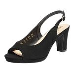 DREAM PAIRS Women' s Neina Chunky Platform peep Toe Low Heels Slingback Dress Pumps Shoes Black Suede Size 9