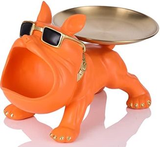 XMGZQ French Bulldog Statue and Figurines,French Bulldog Storage Decoration,Bulldog Bowl with Tray,Key Bowl for Entryway Table,Candy Dish for Office Desk,English Bulldog Tray