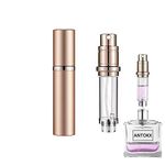 Perfume Travel Spray Bottle Atomizer - 5ML ANTOKX Atomizer Perfume Bottle, Scent Pump Case, Luxury Leakproof Refillable Perfume Spray Bottle for Women and Men (Rose gold)