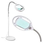 Brightech LightView Pro Magnifying Floor Lamp - Hands Free Magnifier with Bright LED Light for Reading - Work Light with Flexible Gooseneck - Standing Mag Lamp