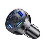 QwikFone USB Car Charger Adapter - 4 Ports with Fast Charge, Blue LED Light To Easily Find Charging Ports, Car USB Charger For Mobile And Other Devices - Cigarette Lighter USB Charger for Car