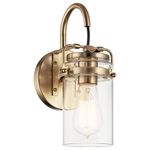 Kichler, Brinley 5" 1 Light Wall Sconce with Clear Glass Champagne Bronze, 45576CPZ